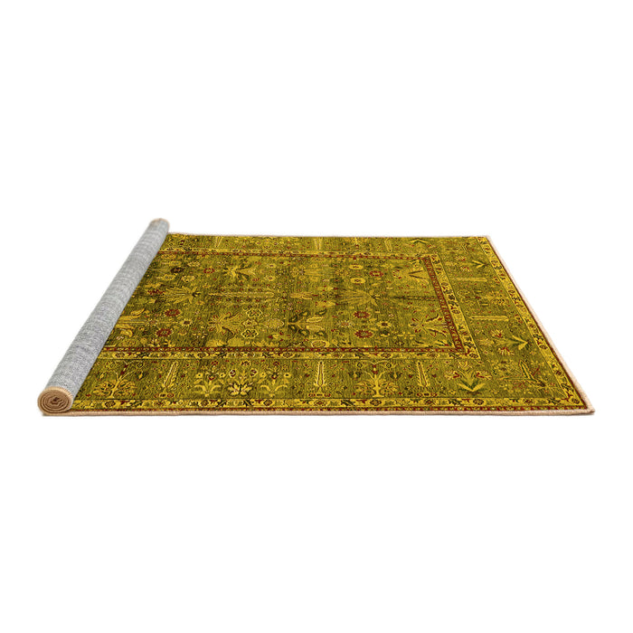 Sideview of Machine Washable Oriental Yellow Industrial Rug, wshurb2838yw