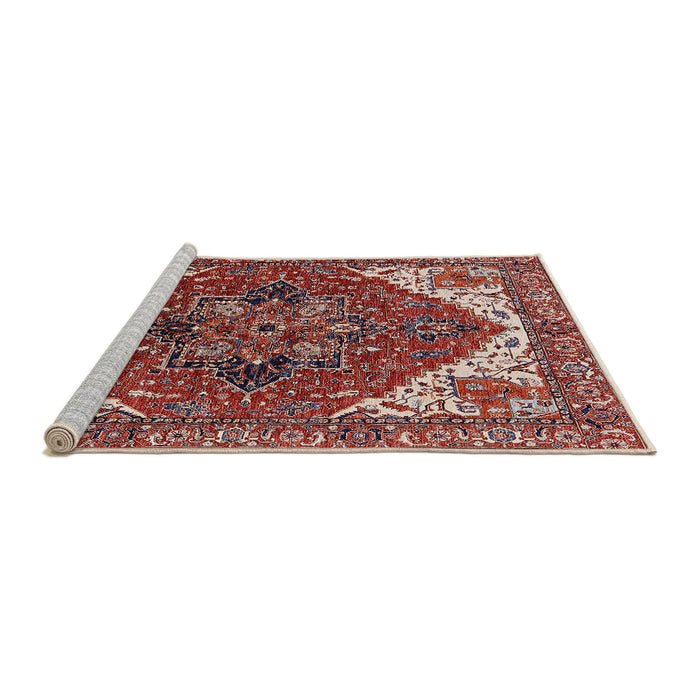 Sideview of Machine Washable Industrial Modern Tomato Red Rug, wshurb2839