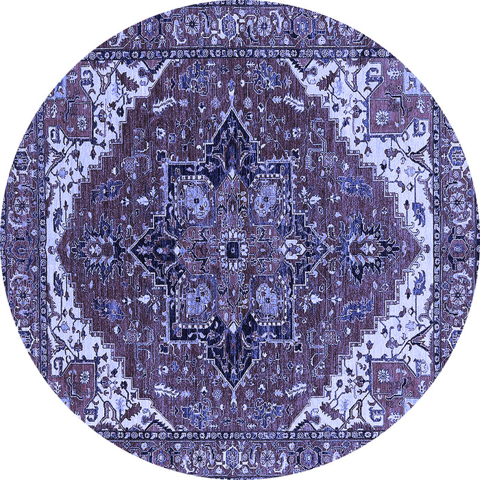 Round Machine Washable Persian Blue Traditional Rug, wshurb2839blu
