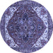 Round Machine Washable Persian Blue Traditional Rug, wshurb2839blu