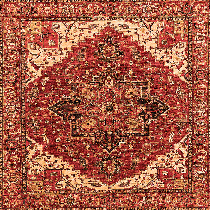 Square Machine Washable Persian Orange Traditional Area Rugs, wshurb2839org