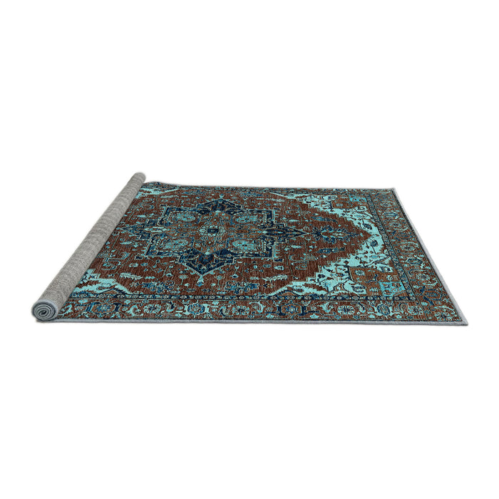 Sideview of Machine Washable Persian Light Blue Traditional Rug, wshurb2839lblu