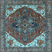 Square Machine Washable Persian Light Blue Traditional Rug, wshurb2839lblu