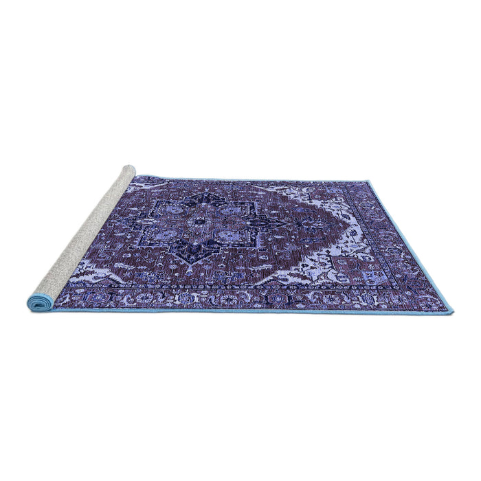 Sideview of Machine Washable Persian Blue Traditional Rug, wshurb2839blu