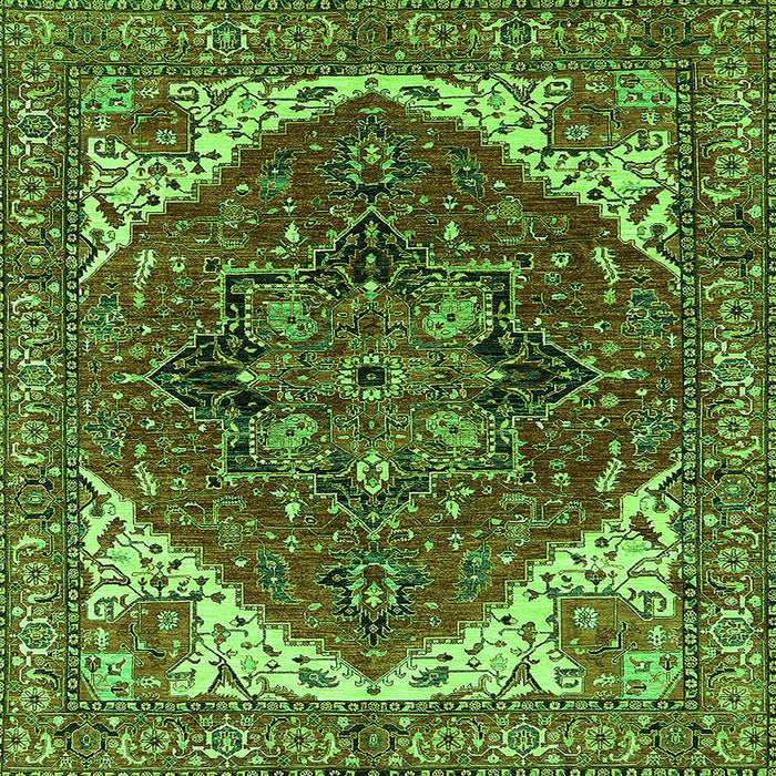 Square Persian Green Traditional Rug, urb2839grn