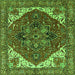 Square Persian Green Traditional Rug, urb2839grn