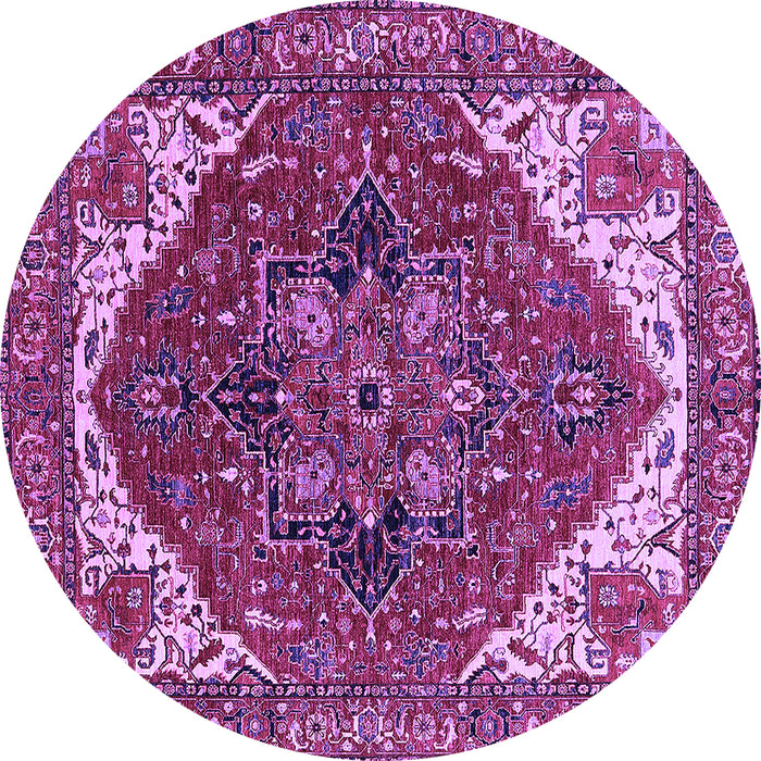 Round Persian Purple Traditional Rug, urb2839pur