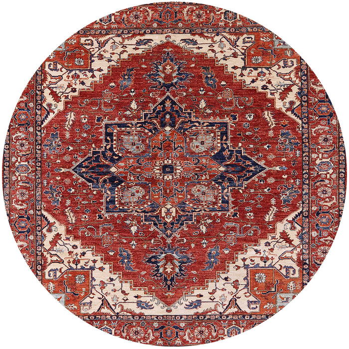 Round Mid-Century Modern Red Persian Rug, urb2839