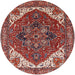 Round Mid-Century Modern Red Persian Rug, urb2839