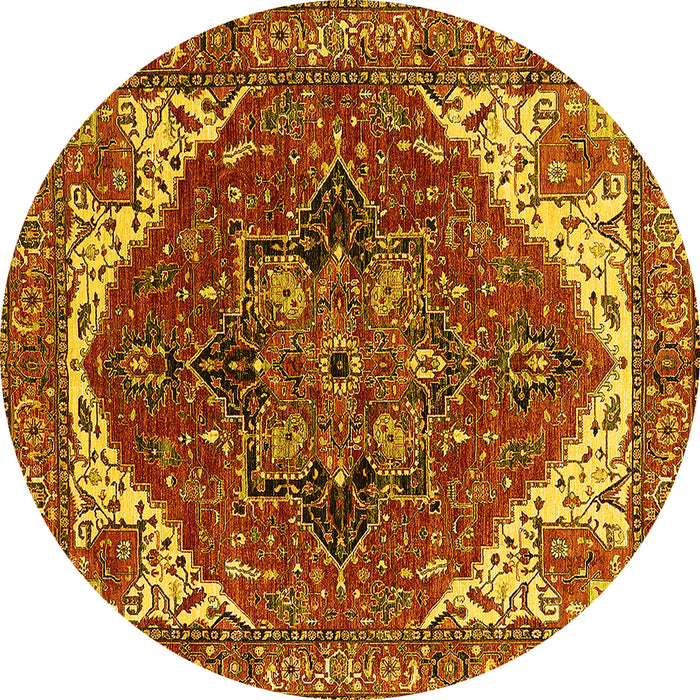 Round Machine Washable Persian Yellow Traditional Rug, wshurb2839yw