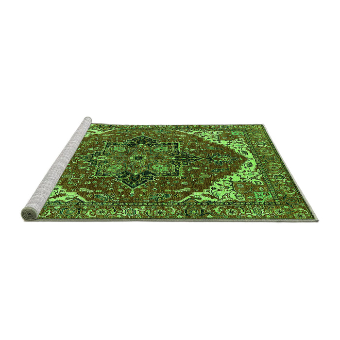 Sideview of Machine Washable Persian Green Traditional Area Rugs, wshurb2839grn