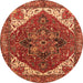 Round Machine Washable Persian Orange Traditional Area Rugs, wshurb2839org