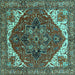 Square Persian Turquoise Traditional Rug, urb2839turq