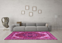 Machine Washable Persian Pink Traditional Rug, wshurb2839pnk