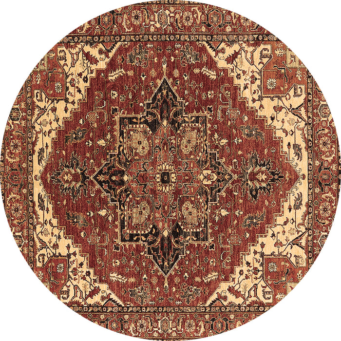Round Machine Washable Persian Brown Traditional Rug, wshurb2839brn