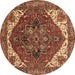 Round Machine Washable Persian Brown Traditional Rug, wshurb2839brn