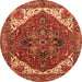 Round Persian Orange Traditional Rug, urb2839org