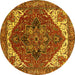 Round Persian Yellow Traditional Rug, urb2839yw