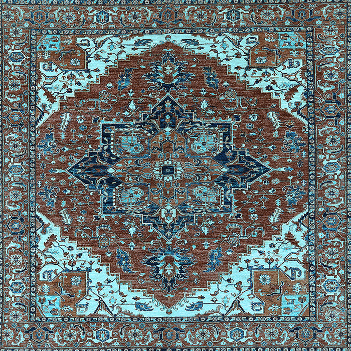 Square Persian Light Blue Traditional Rug, urb2839lblu