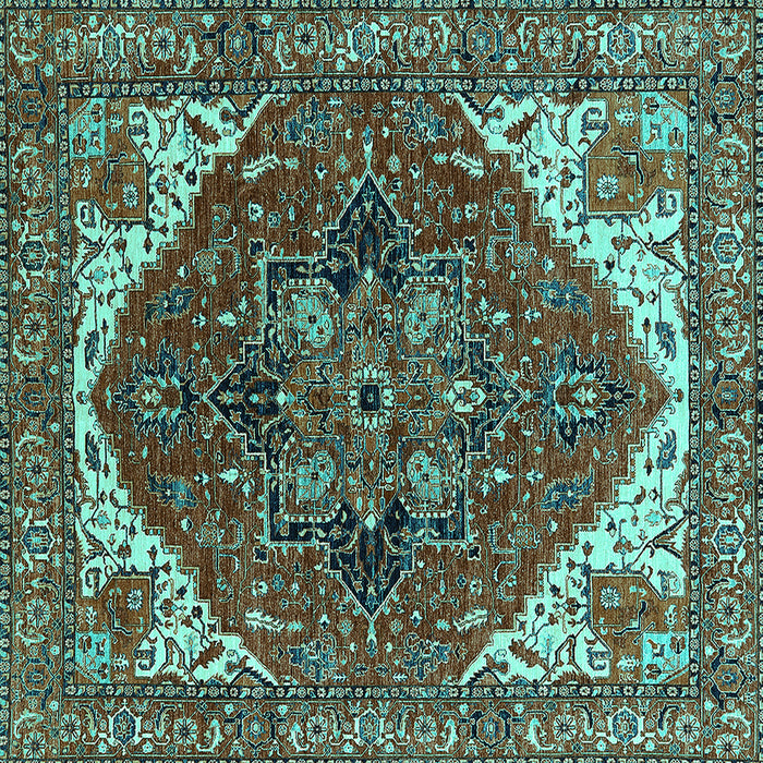 Square Machine Washable Persian Turquoise Traditional Area Rugs, wshurb2839turq