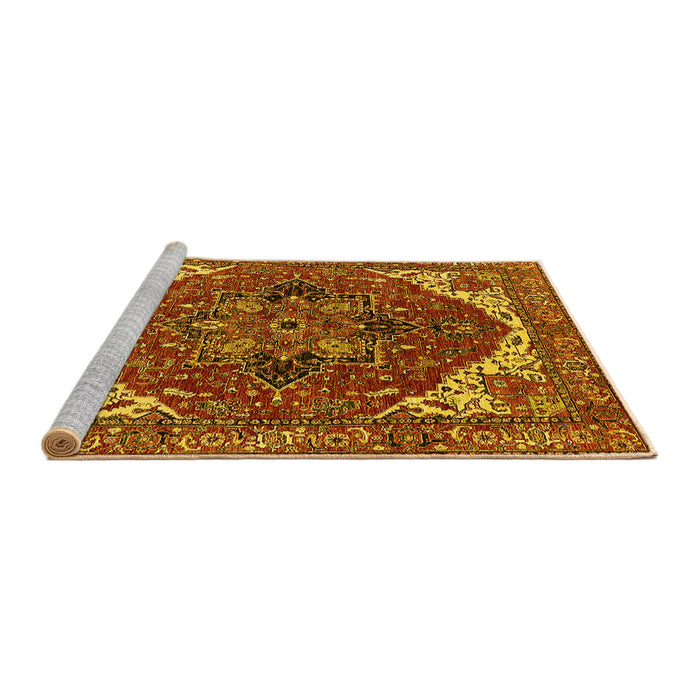 Sideview of Machine Washable Persian Yellow Traditional Rug, wshurb2839yw