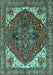 Machine Washable Persian Turquoise Traditional Area Rugs, wshurb2839turq