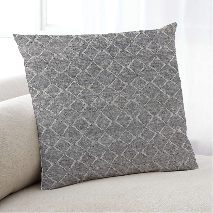 Lifestyle Image of Mid-Century Modern Urban Square Cloudy Gray Throw Pillow, 18 inch by 18 inch, pwurb283