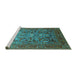 Sideview of Machine Washable Oriental Turquoise Traditional Area Rugs, wshurb2840turq