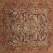 Square Machine Washable Oriental Brown Traditional Rug, wshurb2840brn