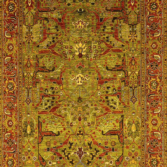 Machine Washable Oriental Yellow Traditional Rug, wshurb2840yw