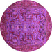 Round Machine Washable Oriental Pink Traditional Rug, wshurb2840pnk