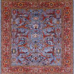 Square Mid-Century Modern Gunmetal Gray Oriental Rug, urb2840