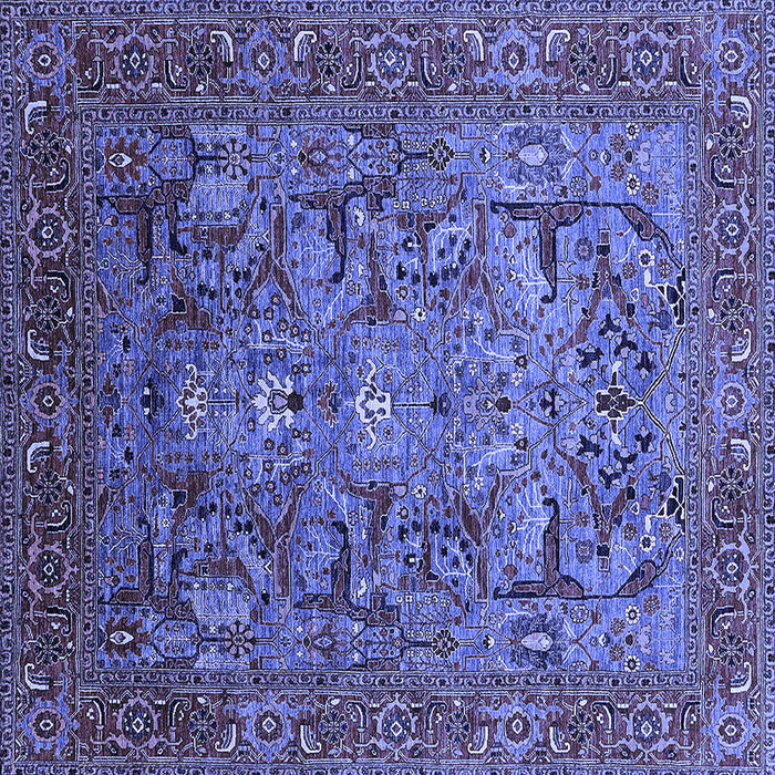 Square Machine Washable Oriental Blue Traditional Rug, wshurb2840blu