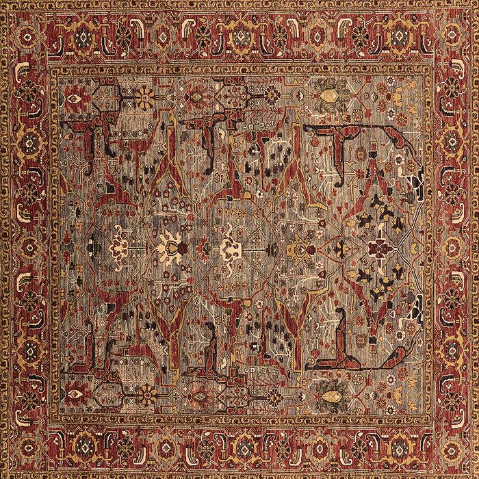 Square Oriental Brown Traditional Rug, urb2840brn