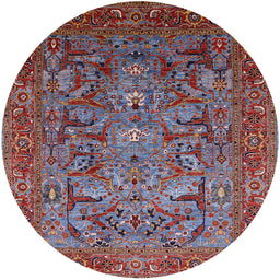 Round Mid-Century Modern Gunmetal Gray Oriental Rug, urb2840