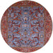 Round Mid-Century Modern Gunmetal Gray Oriental Rug, urb2840