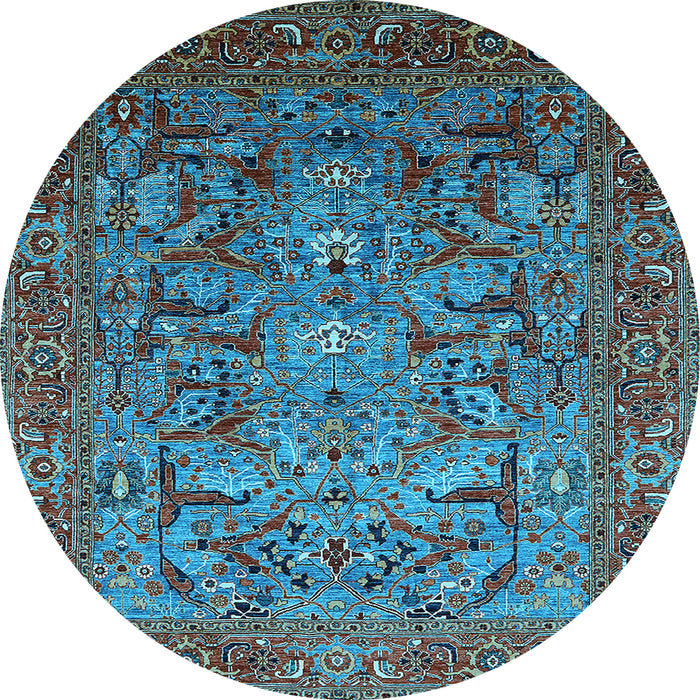 Round Oriental Light Blue Traditional Rug, urb2840lblu