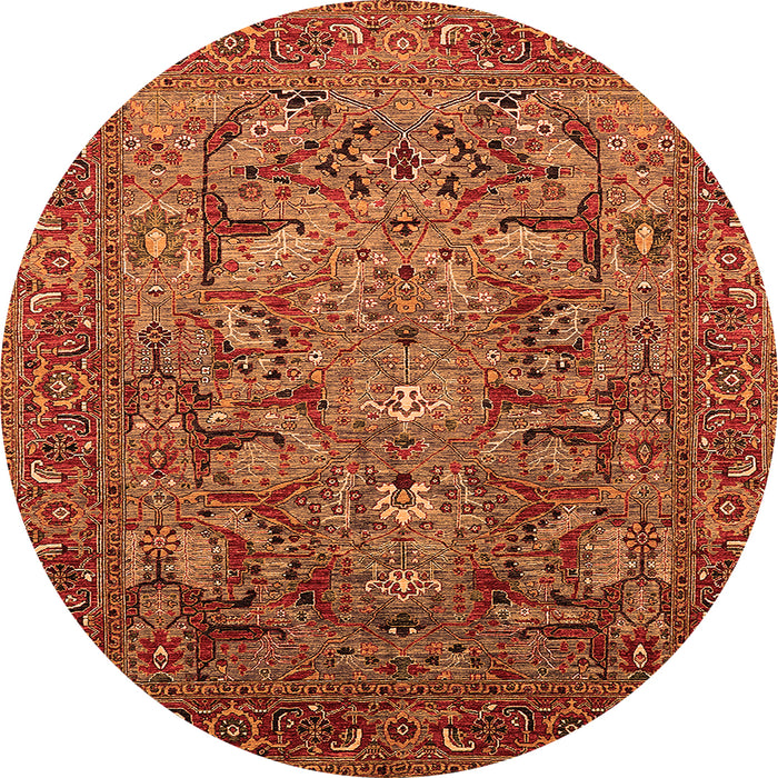 Round Oriental Orange Traditional Rug, urb2840org
