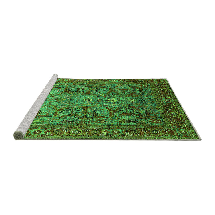 Sideview of Machine Washable Oriental Green Traditional Area Rugs, wshurb2840grn