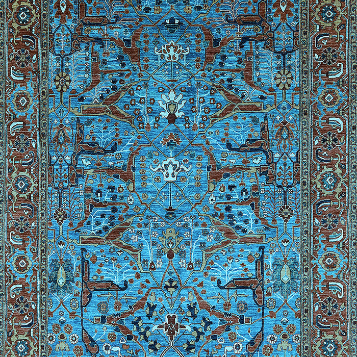 Machine Washable Oriental Light Blue Traditional Rug, wshurb2840lblu