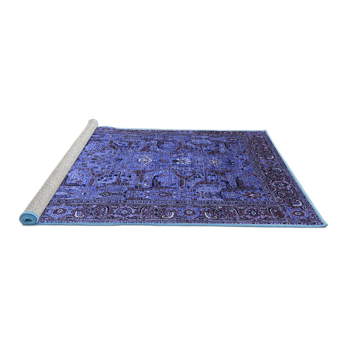 Sideview of Machine Washable Oriental Blue Traditional Rug, wshurb2840blu