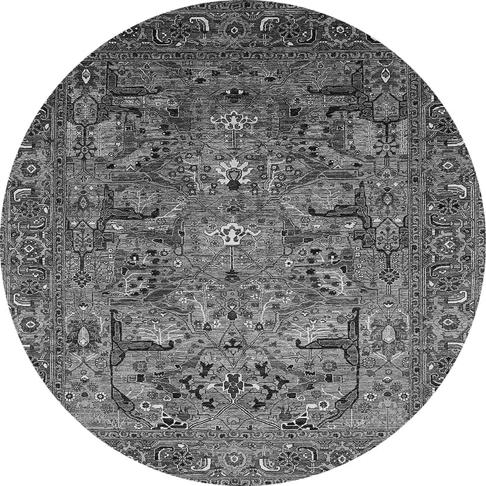 Round Oriental Gray Traditional Rug, urb2840gry