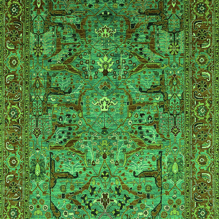 Machine Washable Oriental Green Traditional Area Rugs, wshurb2840grn