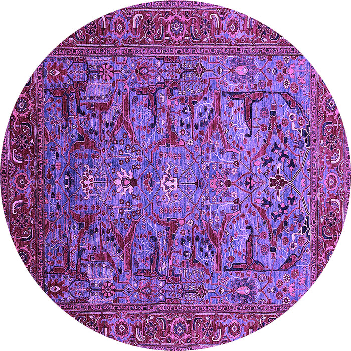 Round Machine Washable Oriental Purple Traditional Area Rugs, wshurb2840pur