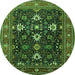 Round Oriental Green Traditional Rug, urb2841grn