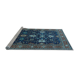 Sideview of Machine Washable Oriental Light Blue Traditional Rug, wshurb2841lblu