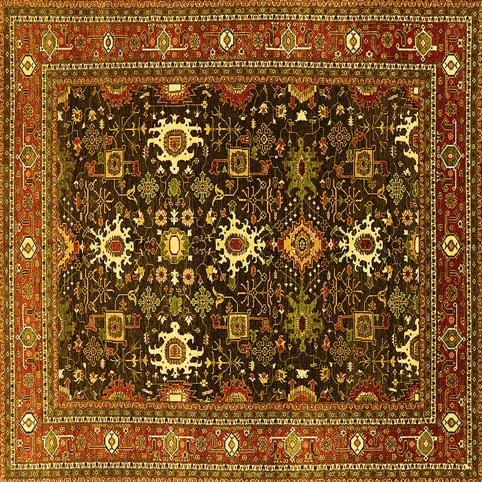 Square Machine Washable Oriental Yellow Traditional Rug, wshurb2841yw