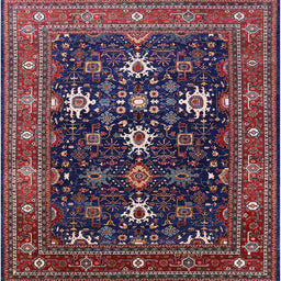 Square Mid-Century Modern Rose Purple Oriental Rug, urb2841