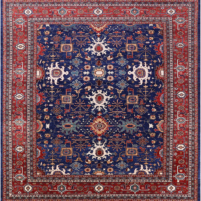 Square Mid-Century Modern Rose Purple Oriental Rug, urb2841