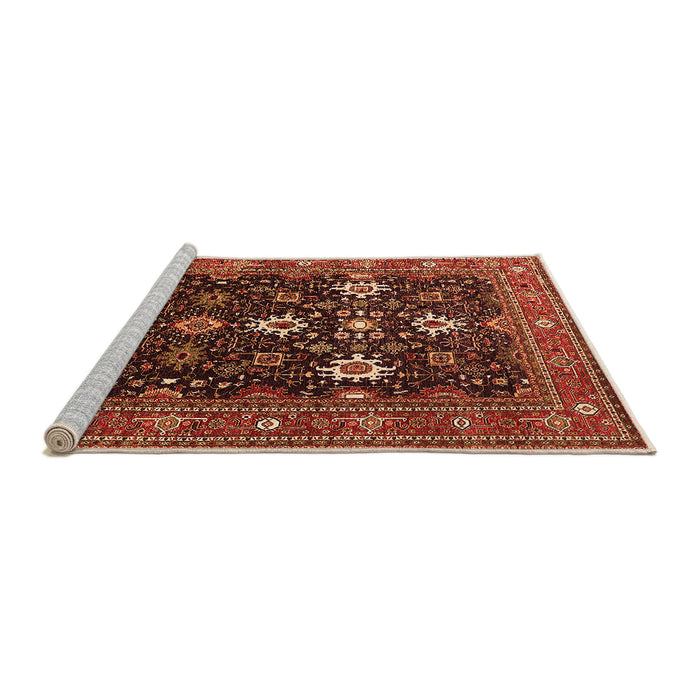 Sideview of Machine Washable Oriental Orange Traditional Area Rugs, wshurb2841org